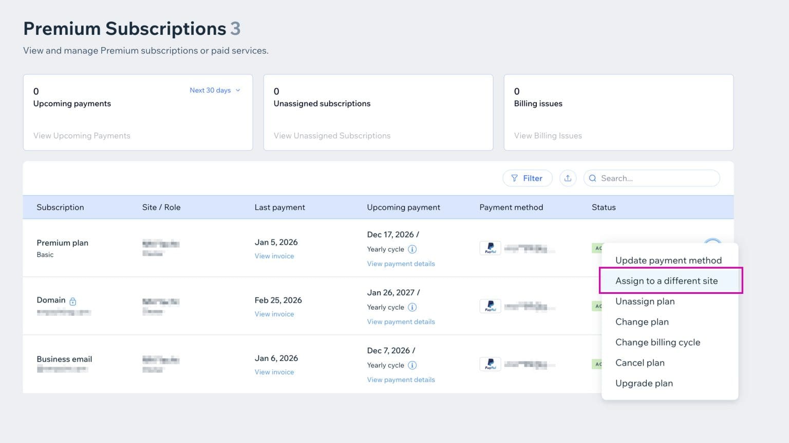 Three Subscription How to Transfer Your Wix Premium Subscription to a Wix Studio Website ...